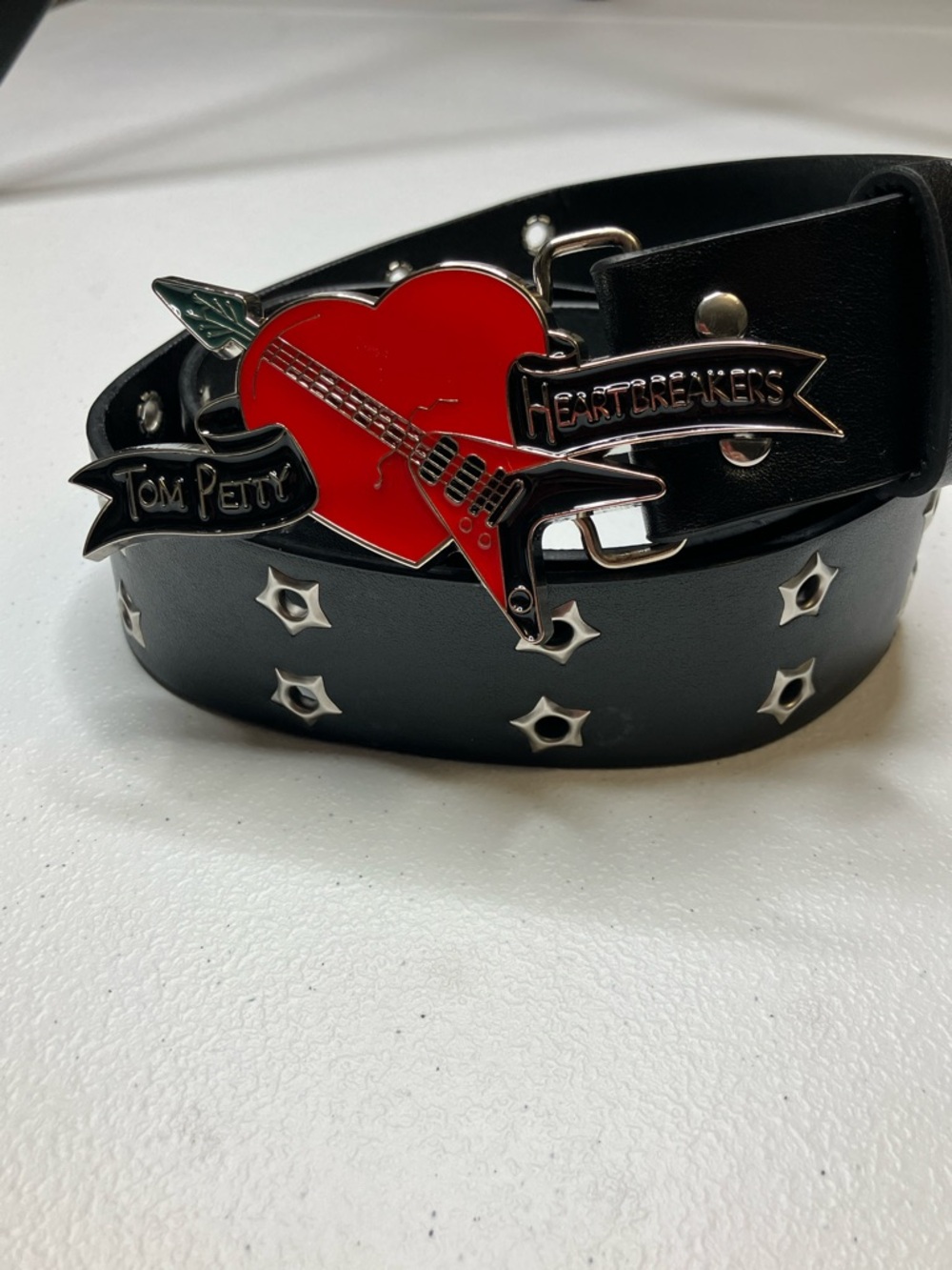 Tom Petty and the Heartbreakers inspired Buckle with Pleather belt